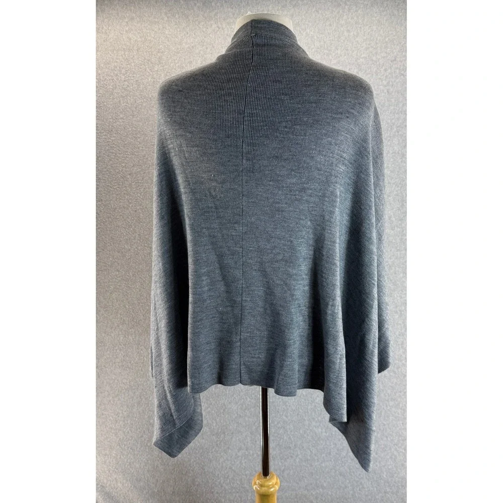 Rebecca‎ Minkoff Womens Gray Knit Drape Wrap Shawl Open Front Wool Blend Soft